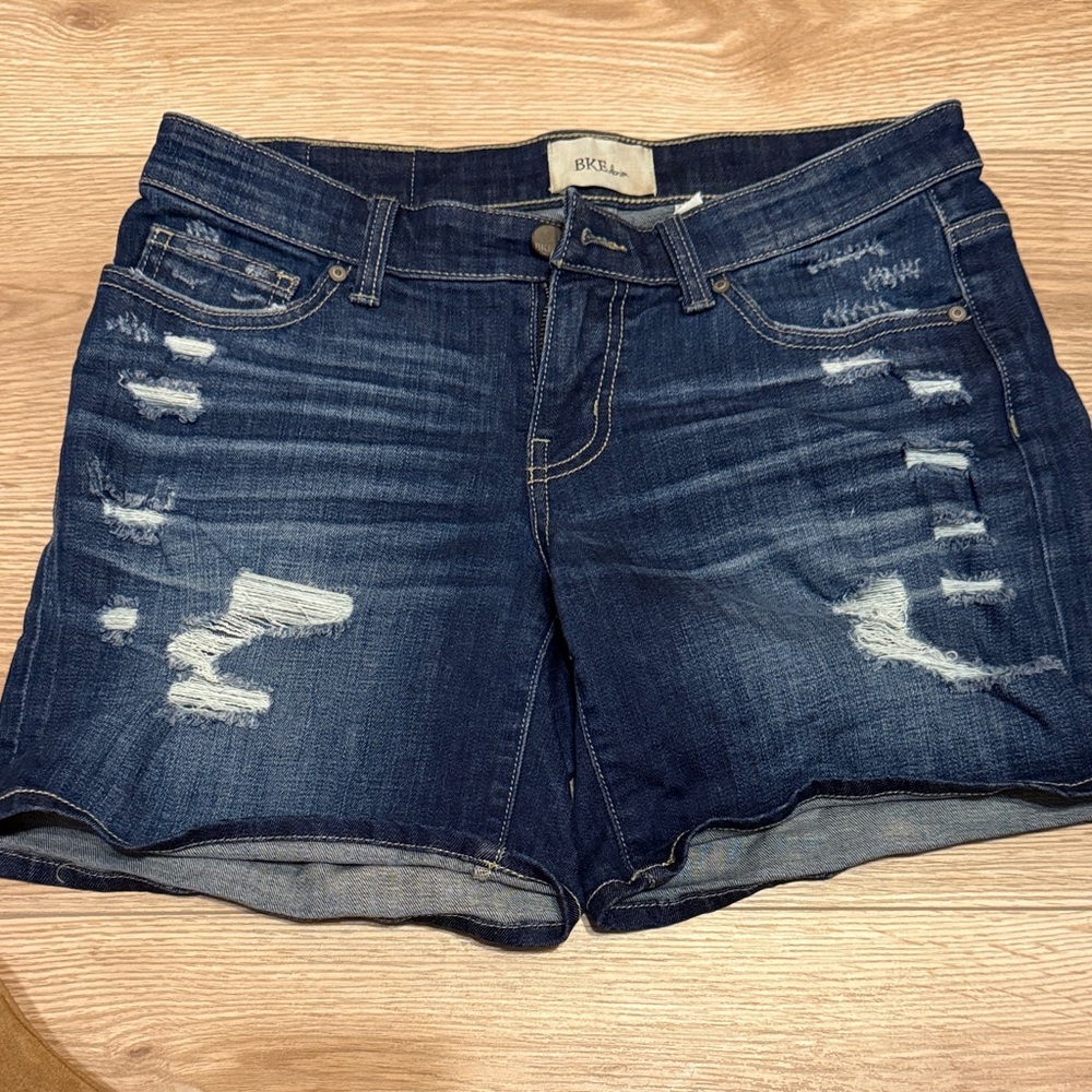 Women's BKE Stella Distressed Denim Shorts - Blue
